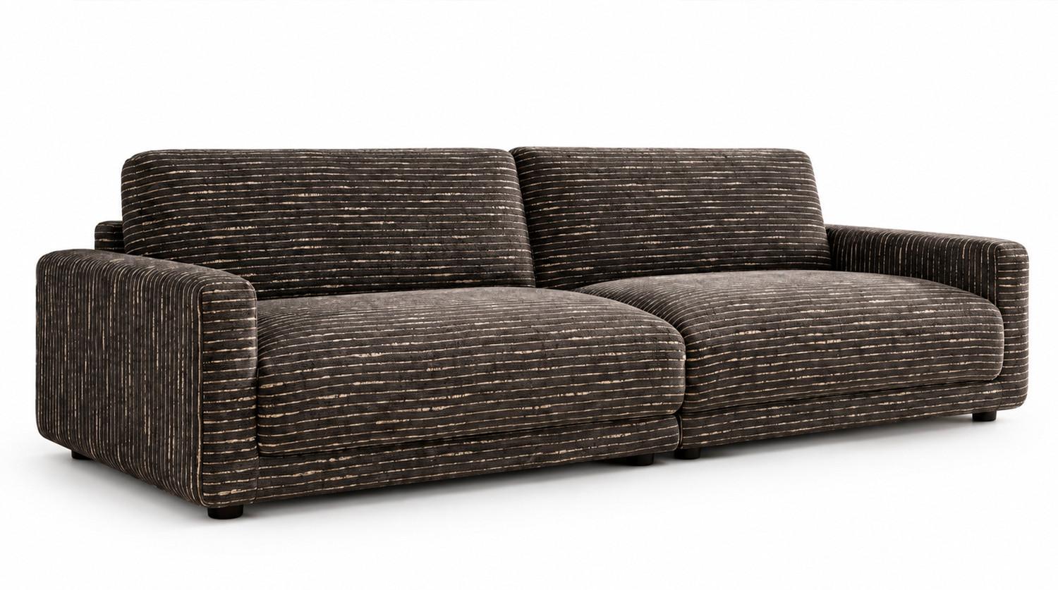 SOFA MARLIN Braun Flachgewebe - Schwarz/Braun, Kunststoff/Textil (262/80/100cm) - KAWOLA