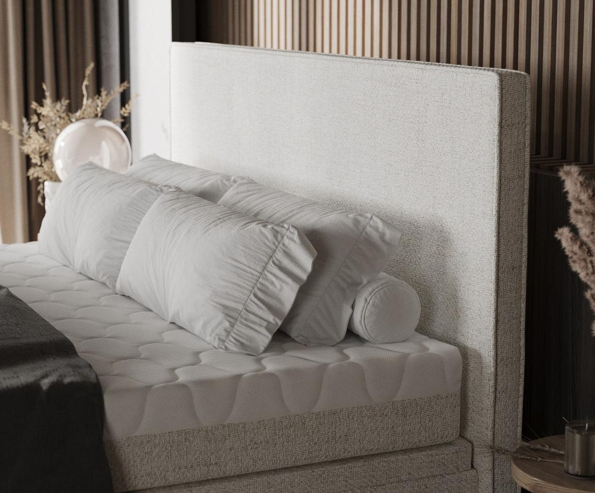 BOXBETT Zalla 140/200 cm Creme im Neve Stoff - Creme/Schwarz, Holz/Holzwerkstoff (140/200cm) - AltaBeds