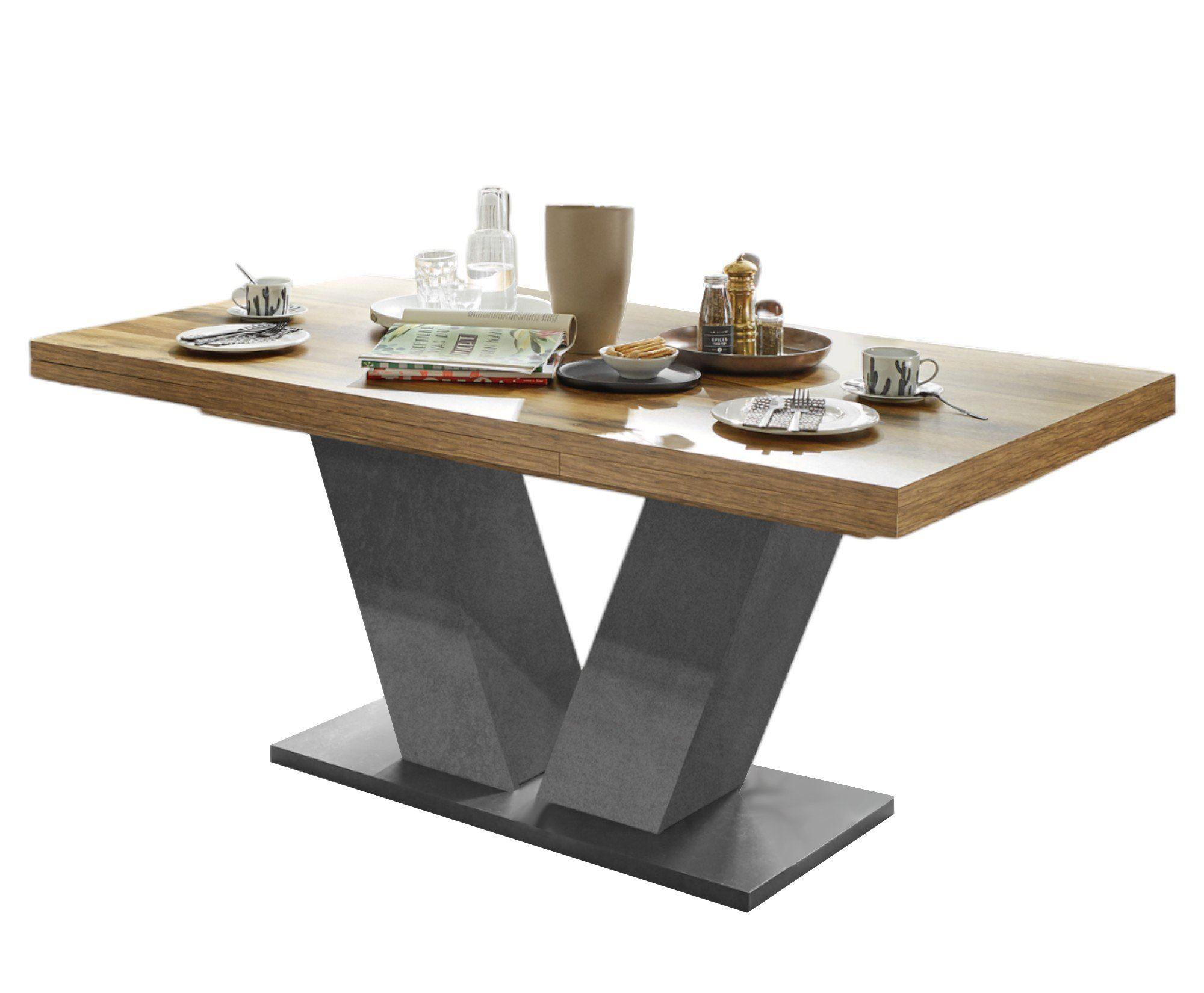 ESSTISCH ausziehbar Elena 180x90x76 Graphit/Plankeneiche - Braun, Holzwerkstoff (180/90/76cm) - 58aufmkessel