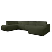 WOHNLANDSCHAFT Didim Grün 378/220/78 cm – großes Sofa stilvoll & bequem L - Schwarz/Grün, Kunststoff/Textil (220/78/378cm) - AX Living