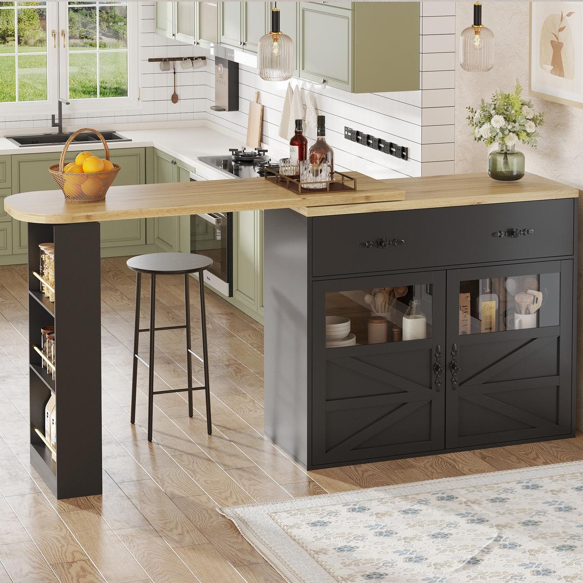 BARTISCH ausziehbarer mit Stauraum Schwarz - Schwarz, Holzwerkstoff (204/39/104cm) - Urban Meuble