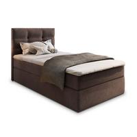 BOXBETT GLOS 90 90x200 cm mit Matratze und Topper, H2+H3 - Braun - Braun, Holz (90/200cm) - MASSENO
