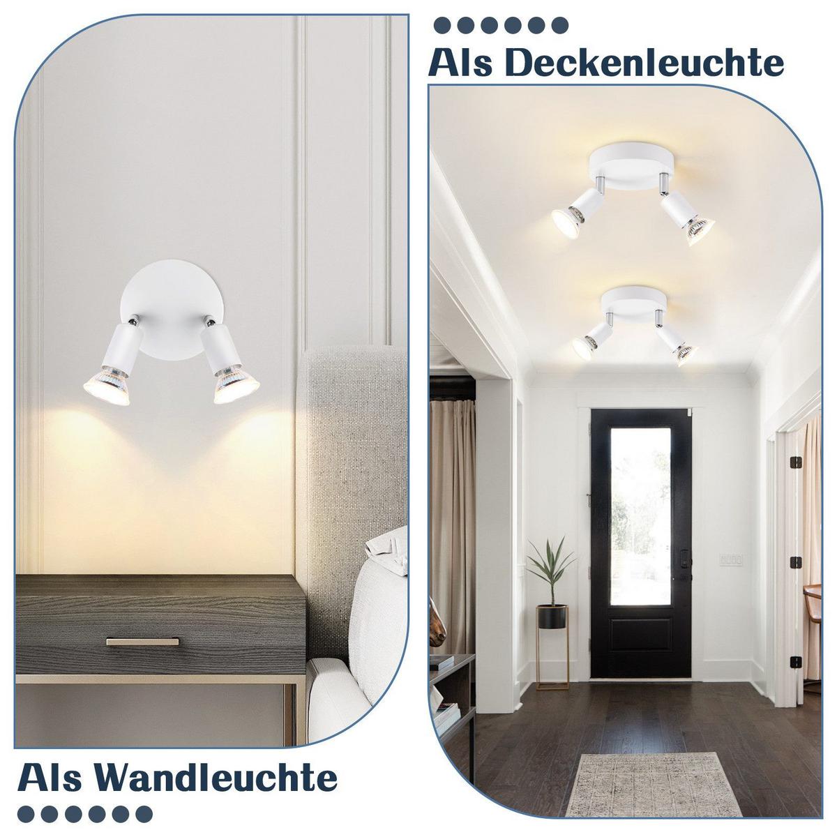 DECKENSTRAHLER Windsheim 2-flammig 12/12/10.4 cm - Weiß, Metall (12/12/10.4cm) - Nettlife