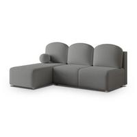 ECKSOFA TRAMA Grau Boucle-Stoff mit Schlaffunktion - Grau, Holz (200/143cm) - MASSENO
