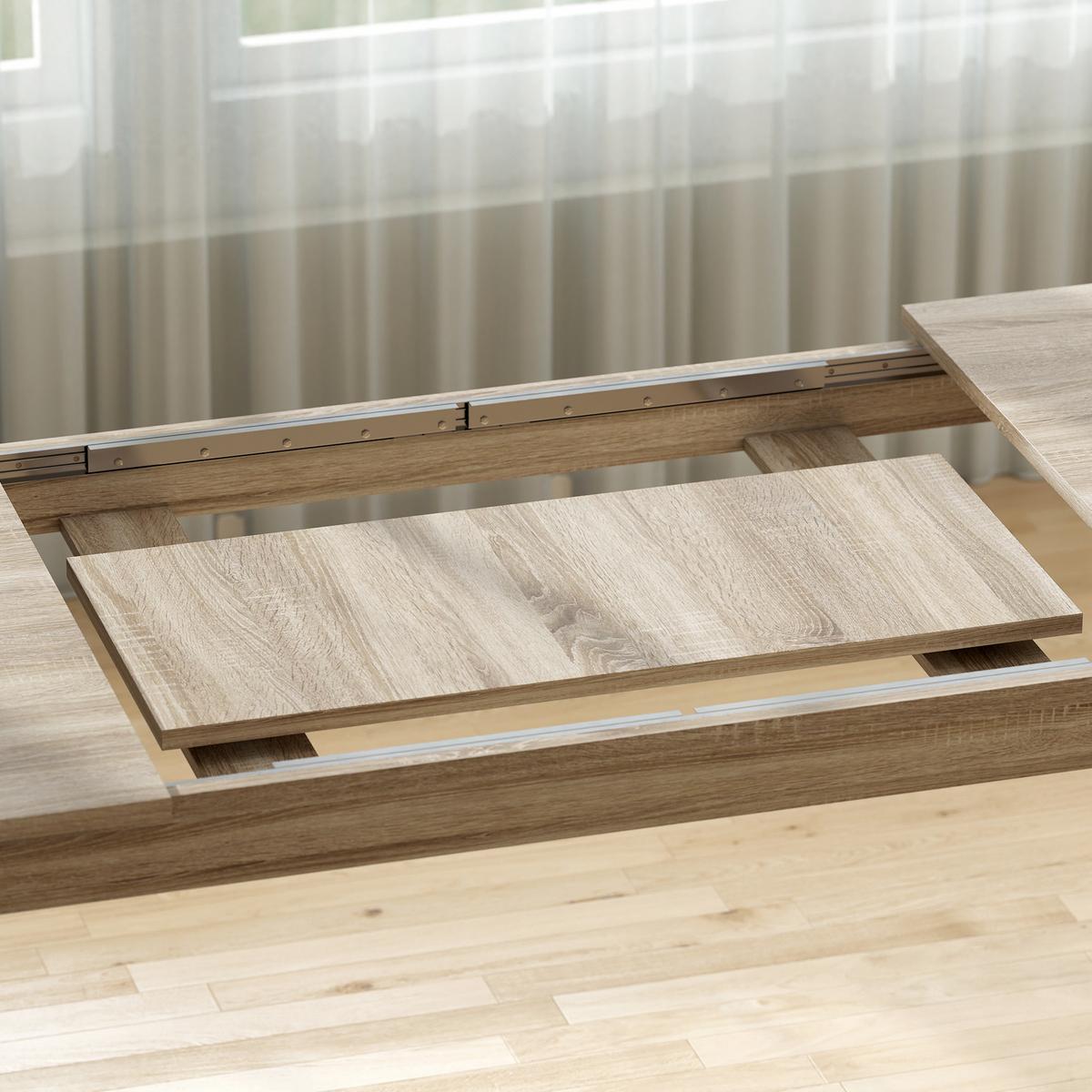ESSTISCH ausziehbar 180-260 x 90 cm Küchentisch für 8-10 Personen, Eiche - Eichefarben, Holzwerkstoff (260/90/76.6cm) - HOMCOM