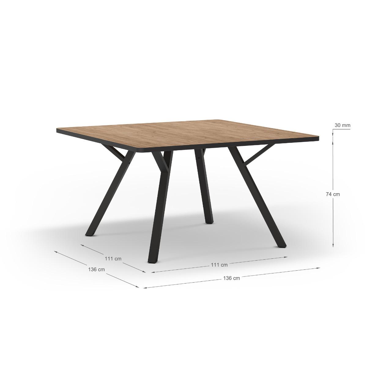 ESSTISCH Beni Braun 136/136/77 cm - Braun, Keramik (136/136/77cm) - Calicosy