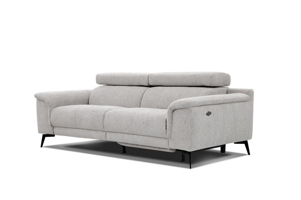 RELAXSOFA FIERO 3-Sitzer mit 1 Relaxfunktion, hellgrau - Hellgrau/Schwarz, Holzwerkstoff/Textil (212/82/103cm) - Wozimo