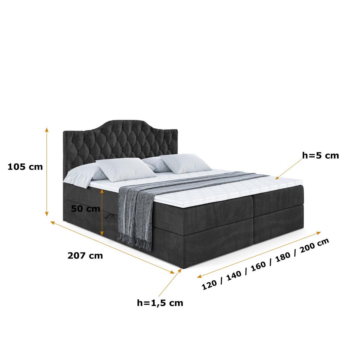 BOXBETT mit Matratze H3 und Lattenrost - VILA-1 - 180x200 cm Schwarz - Schwarz, Holzwerkstoff (180/200cm) - ALTDECOR