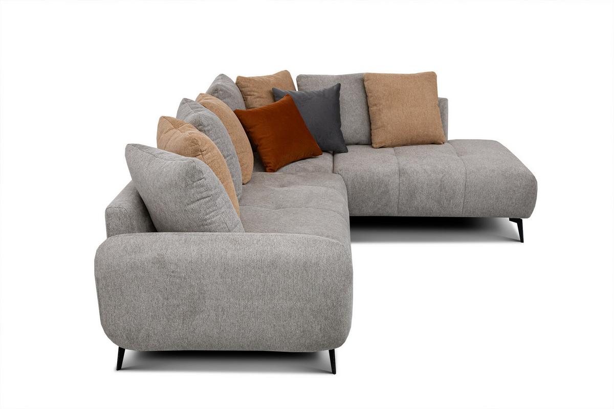 ECKSOFA EVENTO 5-Sitzer, platinfarben - Schwarz/Grau, Holzwerkstoff/Textil (266/206cm) - Wozimo