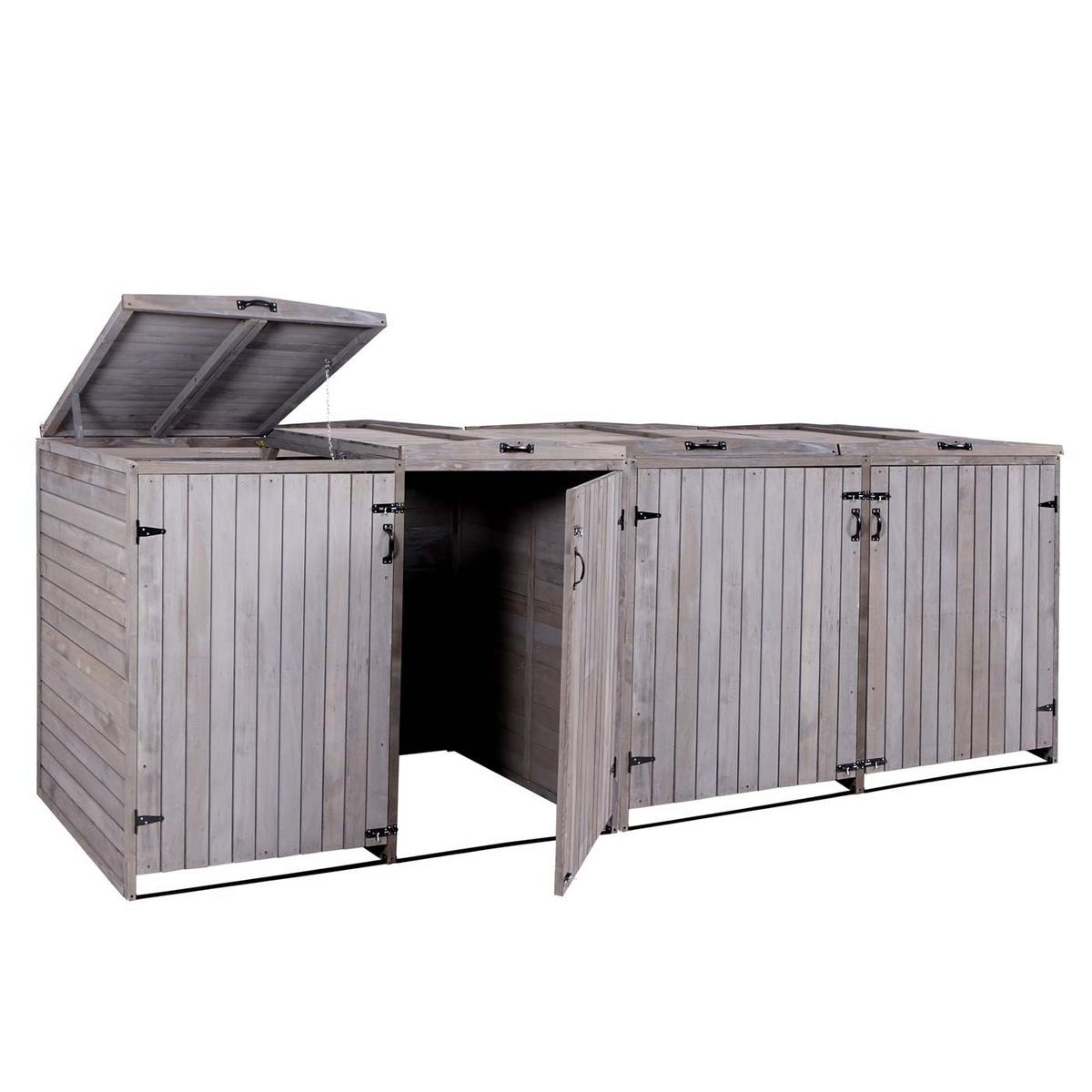 4ER-/8ER-MÜLLTONNENVERKLEIDUNG Anthrazit, Grau - Anthrazit/Grau, Holz (316/126/98cm) - MCW
