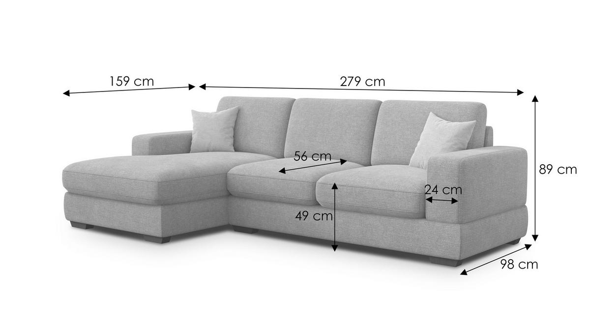 ECKSOFA OTTO 4-Sitzer, anthracit - Schwarz/Grau, Holz/Textil (279/159cm) - Wozimo
