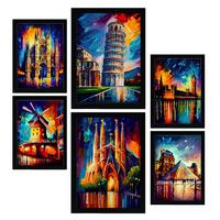 POSTER Set Mit 6 Orange Im Ölgemälde Stil A3 & A4 Rahmenlos - Klar, Papier (29/3cm) - Nacnic
