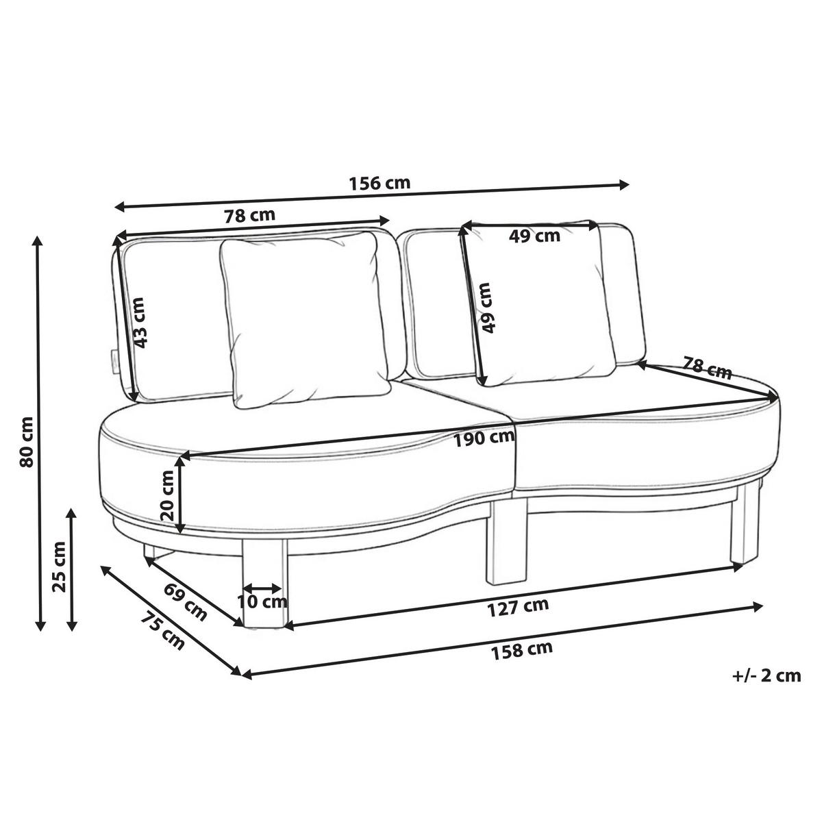 GARTENSOFA 2-Sitzer Akazienholz Hellbraun Arzello - Hellbraun/Beige, Holz (190/80/75cm) - Beliani