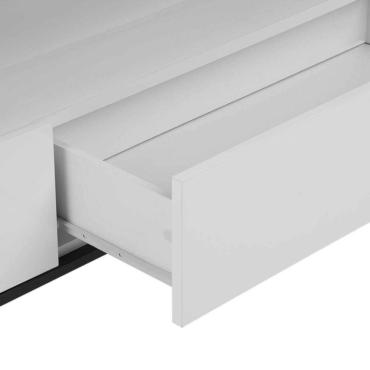 TV-MÖBEL LED Weiß/Schwarz Sydney - Schwarz/Weiß, Holzwerkstoff (150/52/42cm) - Beliani