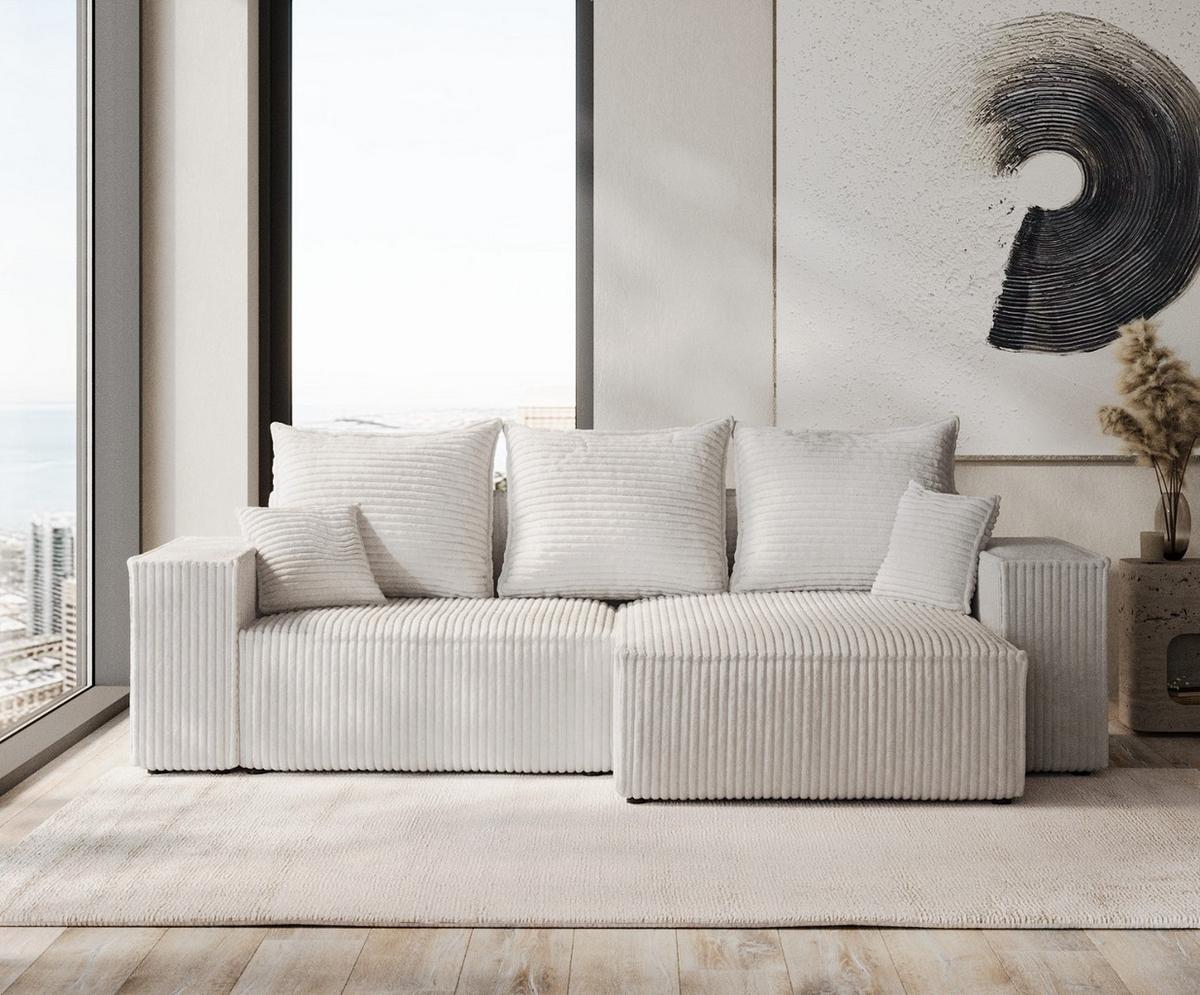 ECKSOFA SENSO mit Schlaffunktion Grau im Tilia Stoff - Schwarz/Grau, Holz/Holzwerkstoff (255/148cm) - AltaBeds