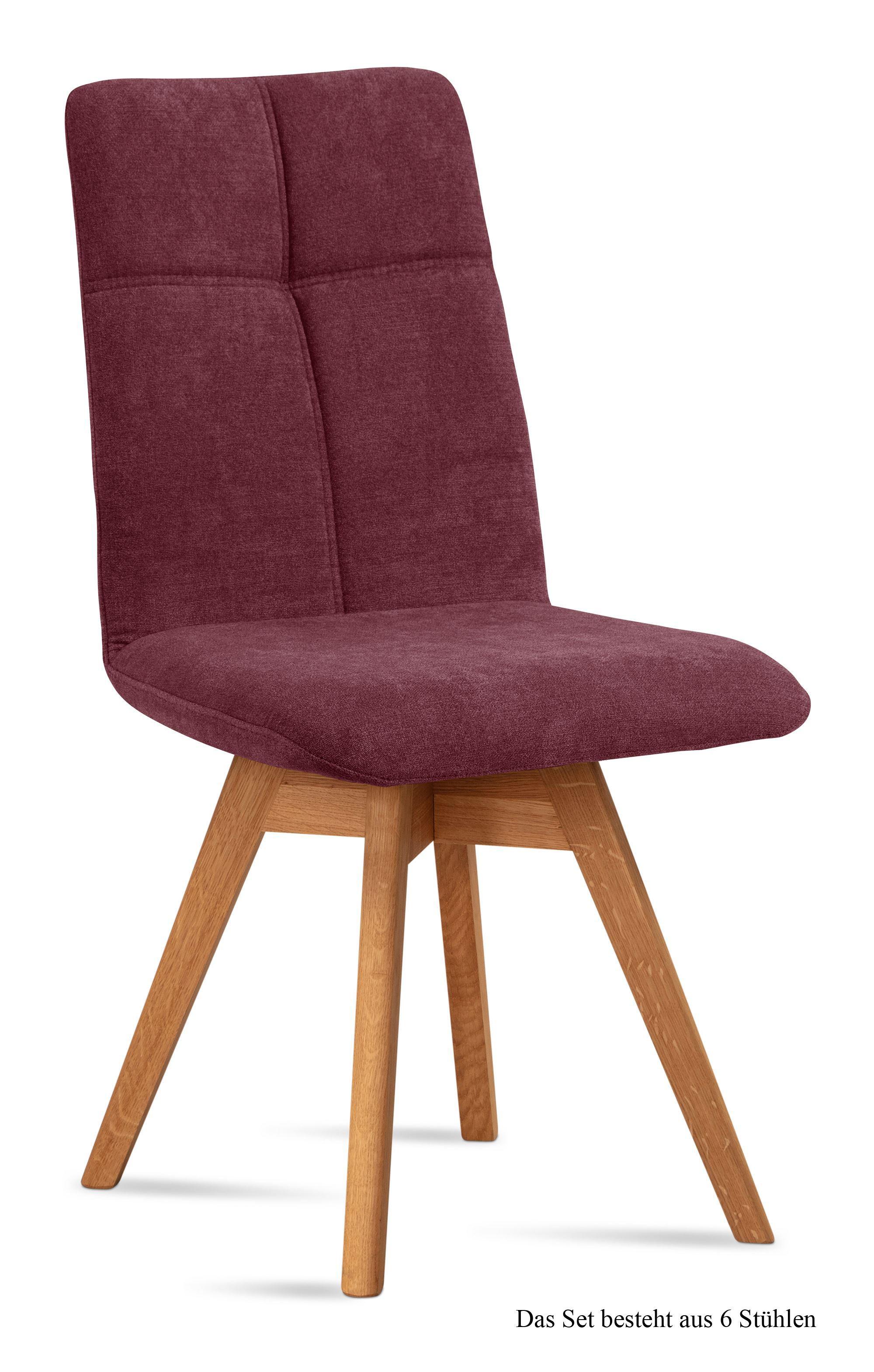 ESSZIMMERSTUHL drehbar (6er-Set) Dorea 47x92x60 Eiche geölt/Marsala - Eichefarben/Brombeere, Kunststoff (60/92/47cm) - 58aufmkessel