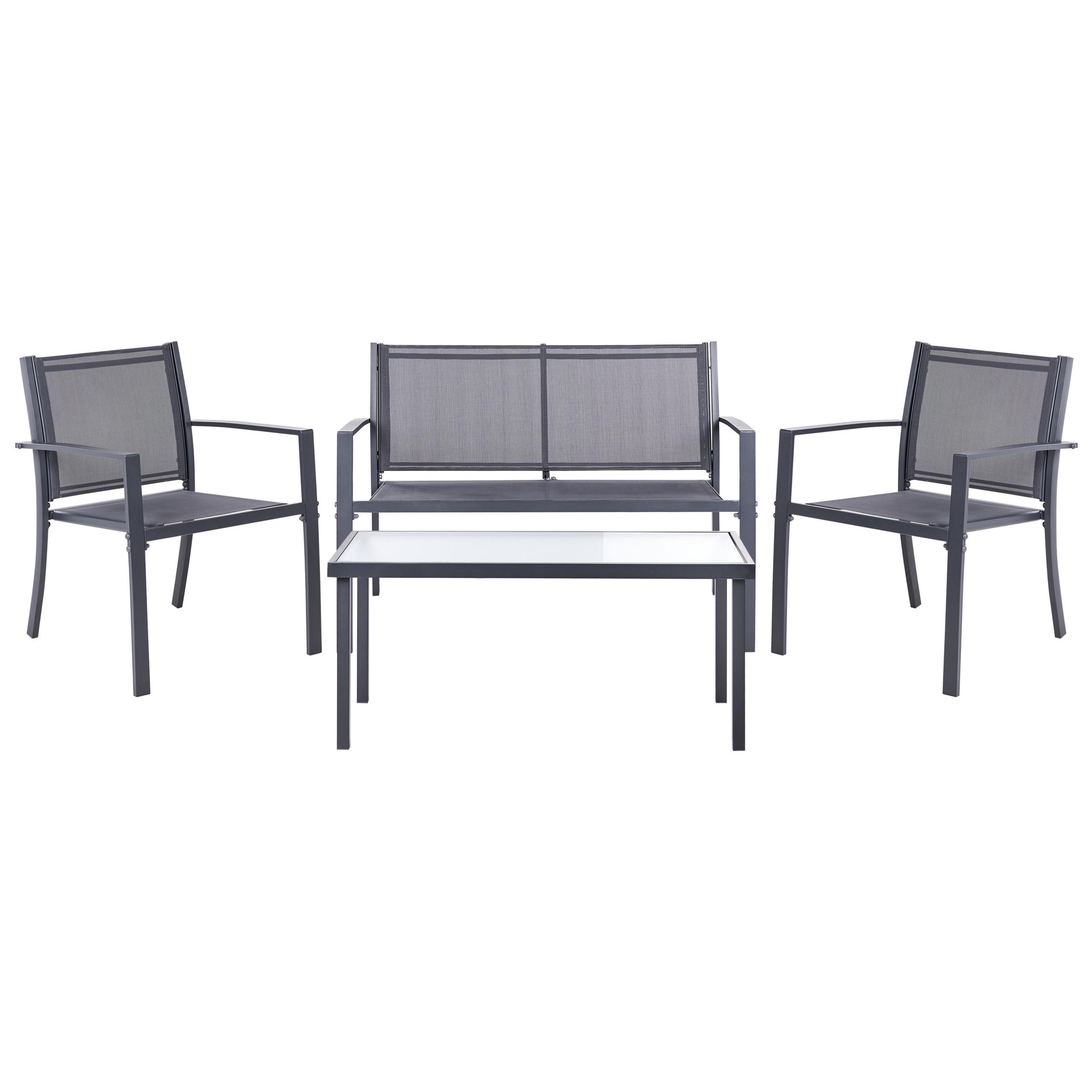 LOUNGE-SET mit Tisch 4-Sitzer TAVOLETO Dunkelgrau Metall - Dunkelgrau, Metall - Beliani