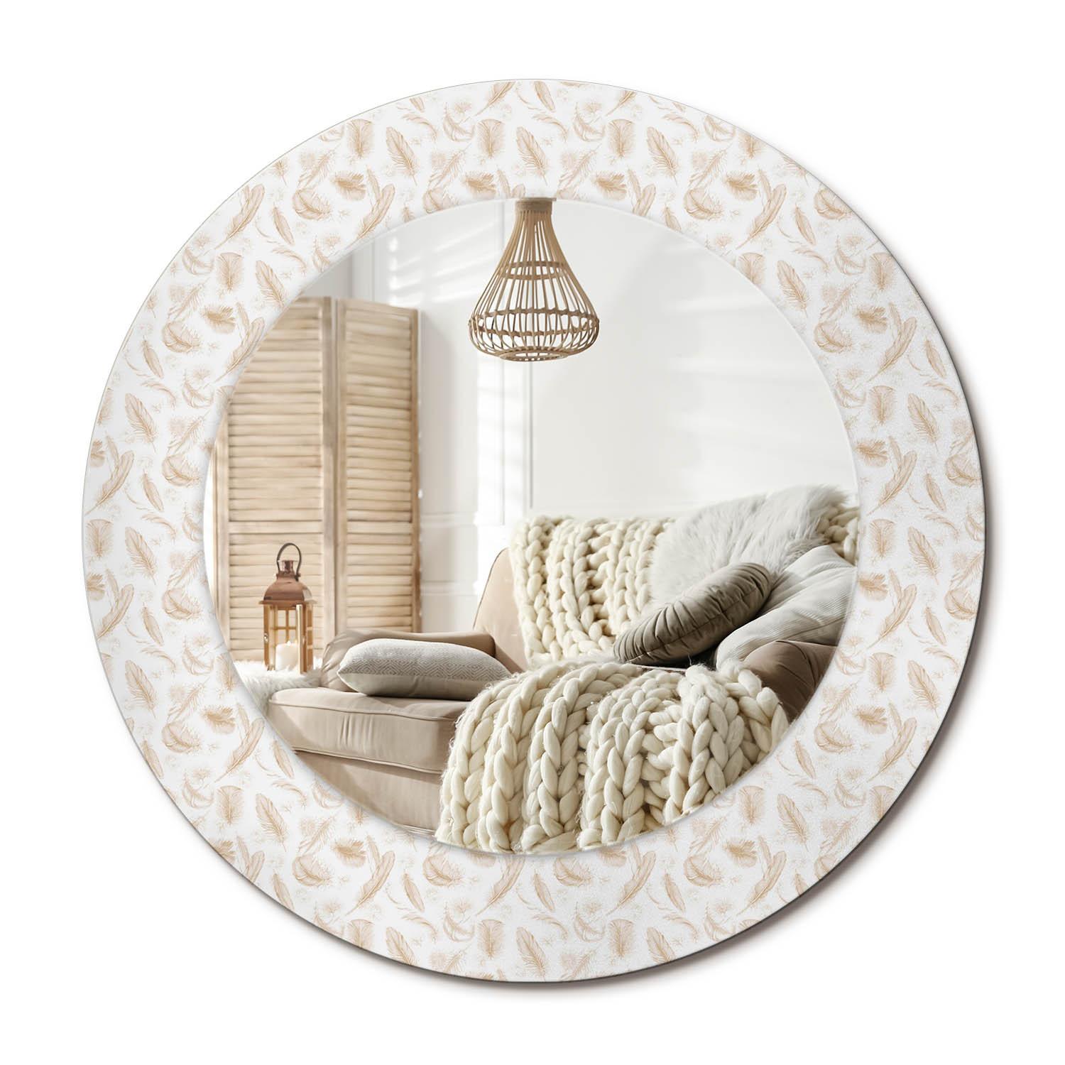 SPIEGEL Rund Ø 50 cm mit Aufdruck - Creme, Glas (50/50/0.4cm) - Wallfluent