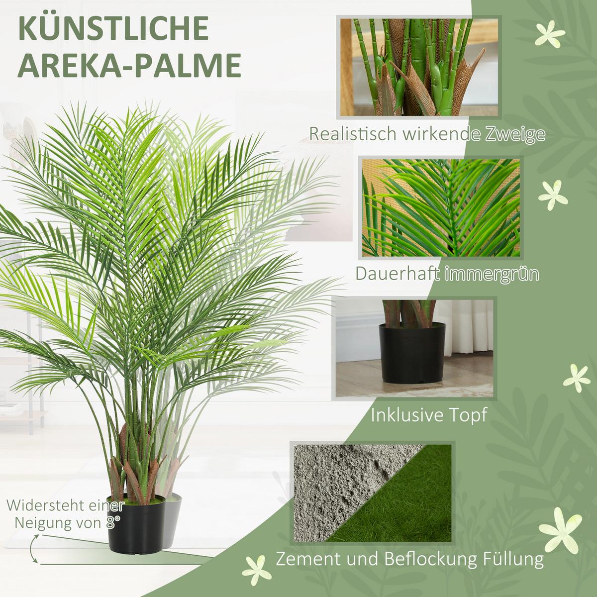 KUNSTPFLANZE Kunststoff Zement Grün - Schwarz/Grün, Kunststoff (120cm) - HOMCOM