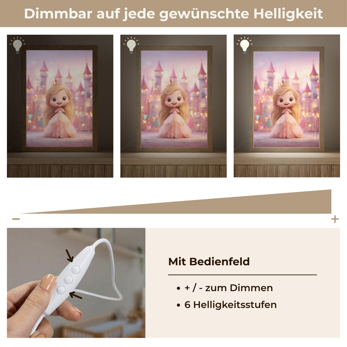 NACHTTISCHLAMPE Prinzessin - Rosa - Schloss 20x30 cm - Rosa, Holzwerkstoff (8/20/30cm) - OnlyWow