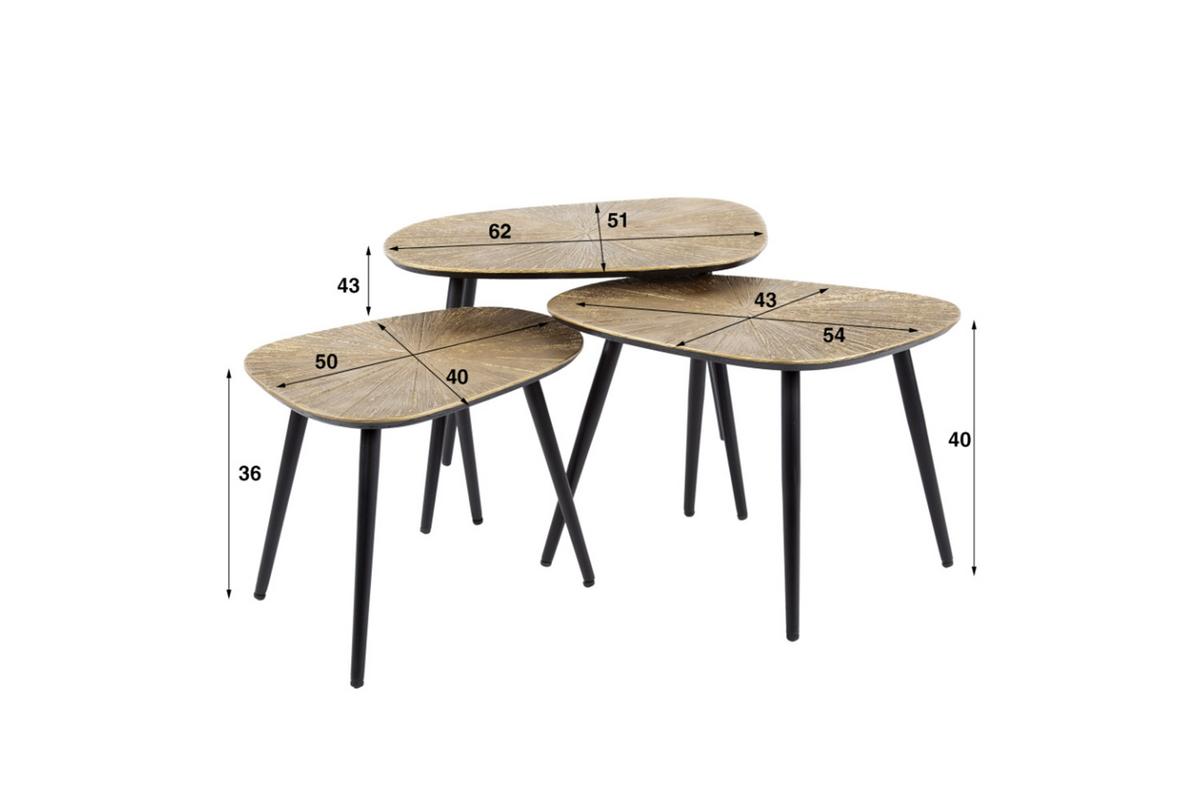 COUCHTISCH TIBALI 3ER SET Bronze Metall - Schwarz/Bronzefarben, Metall (51/62/43cm) - KAWOLA