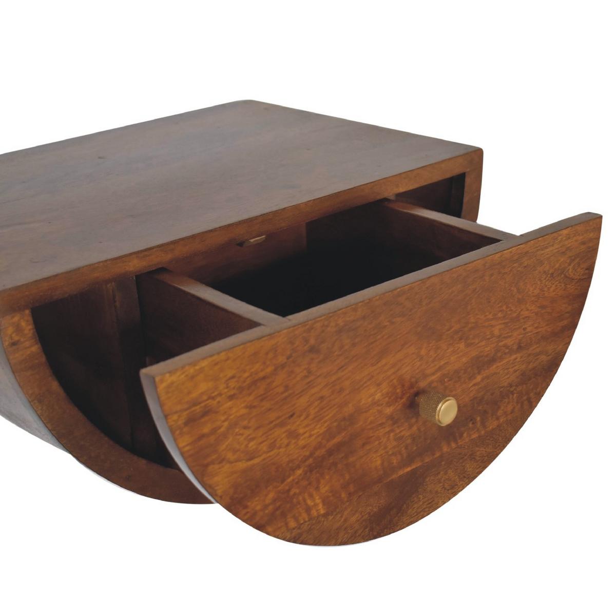 NACHTTISCH Levitate, Wandmontiert, 1 Schublade, Braun - Kastanienfarben/Messingfarben, Holz/Metall (45/23/32cm) - Artisan Furniture