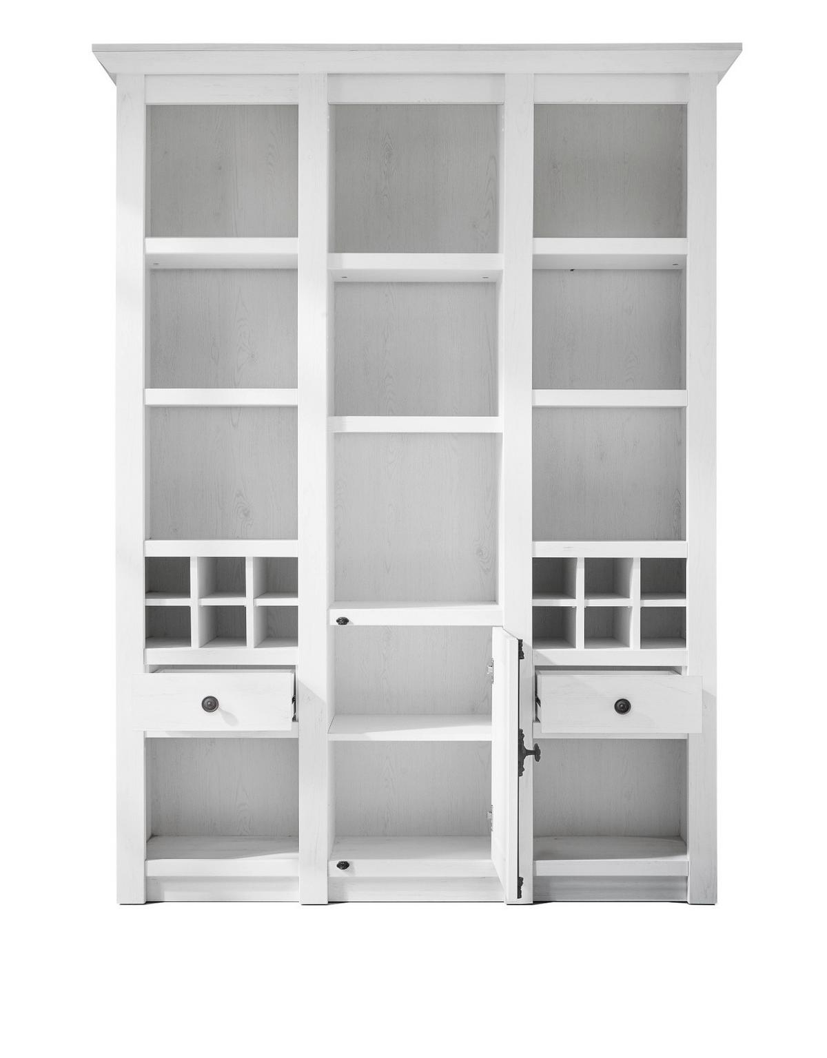 BUFFET weiß Pinie Landhaus, Buffetschrank mit Weinregal 147 x 207 cm - Anthrazit/Weiß, Holzwerkstoff/Metall (147/207/45cm) - Furn.Design