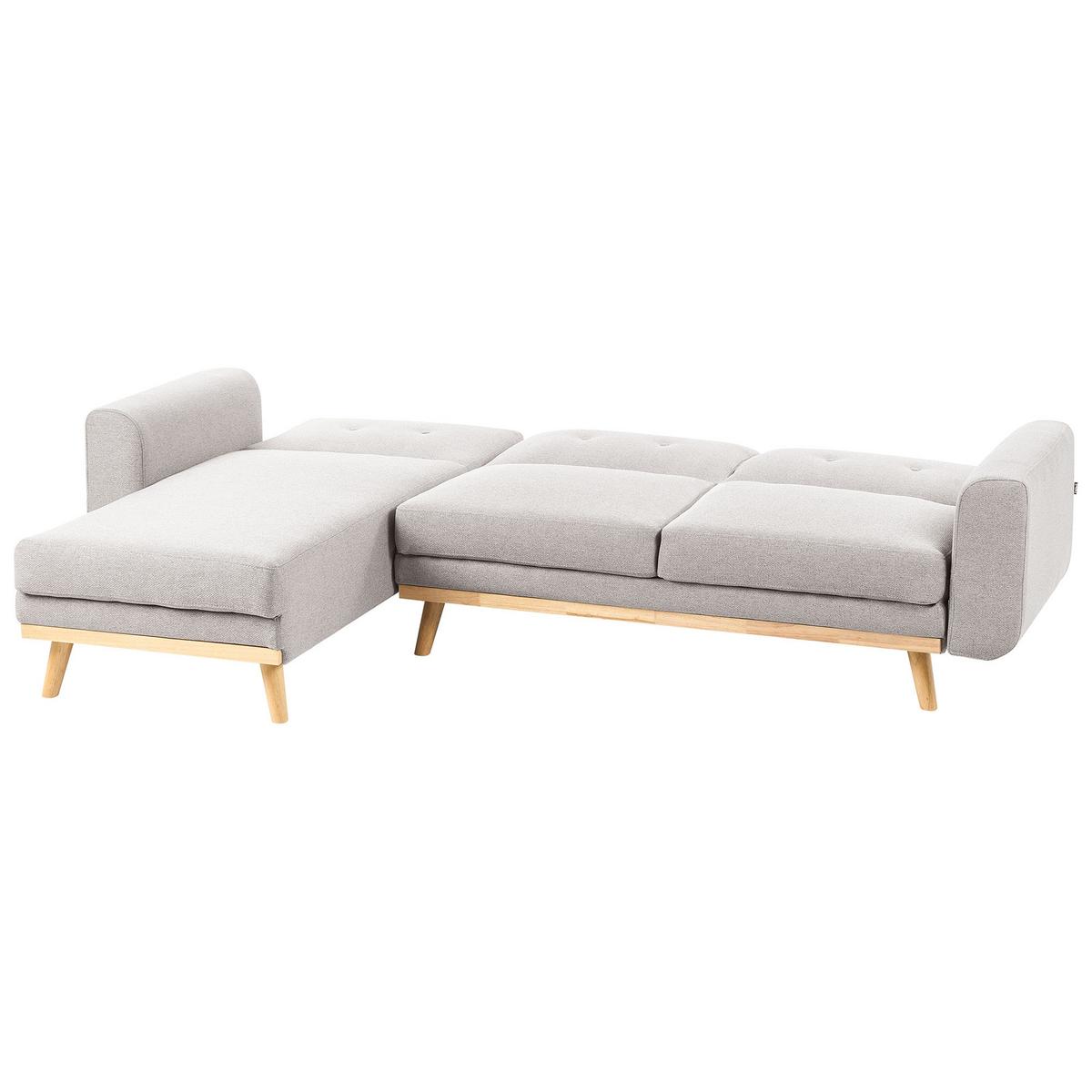 ECKSCHLAFSOFA 3-Sitzer Stoff Grau rechtsseitig Kaarina - Hellbraun, Textil (260/152cm) - Beliani