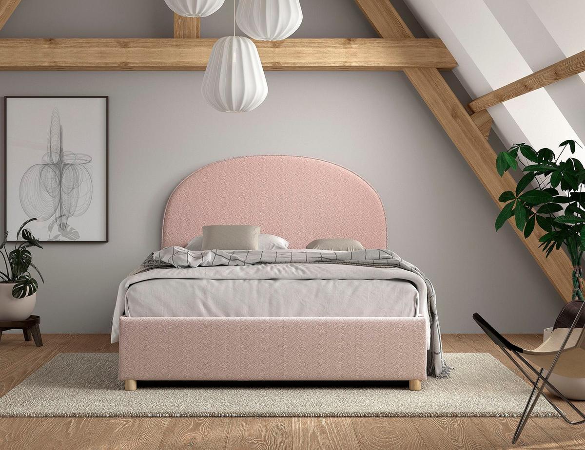 POLSTERBETT Karlotta 140x200 mit Bettkasten Bouclé Stoff rosa - Rosa, Kunststoff (140/200cm) - 58aufmkessel