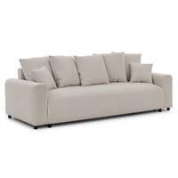 SCHLAFSOFA Calma mit Bettkasten im Bumpy-Design aus weichem Beige Webstoff - Beige/Schwarz, Holz/Kunststoff (239/88/98cm) - S-Style