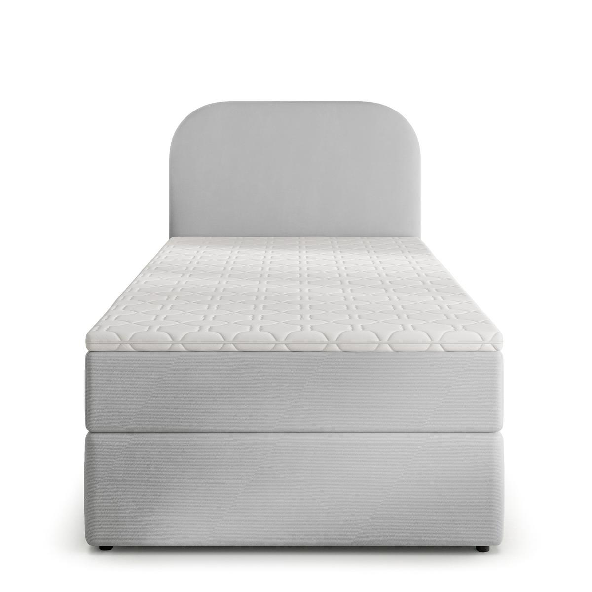 BOXBETT CERIA 100x200 cm mit Matratze und Topper - Hellgrau - Hellgrau, Holz/Textil (100/200cm) - MASSENO