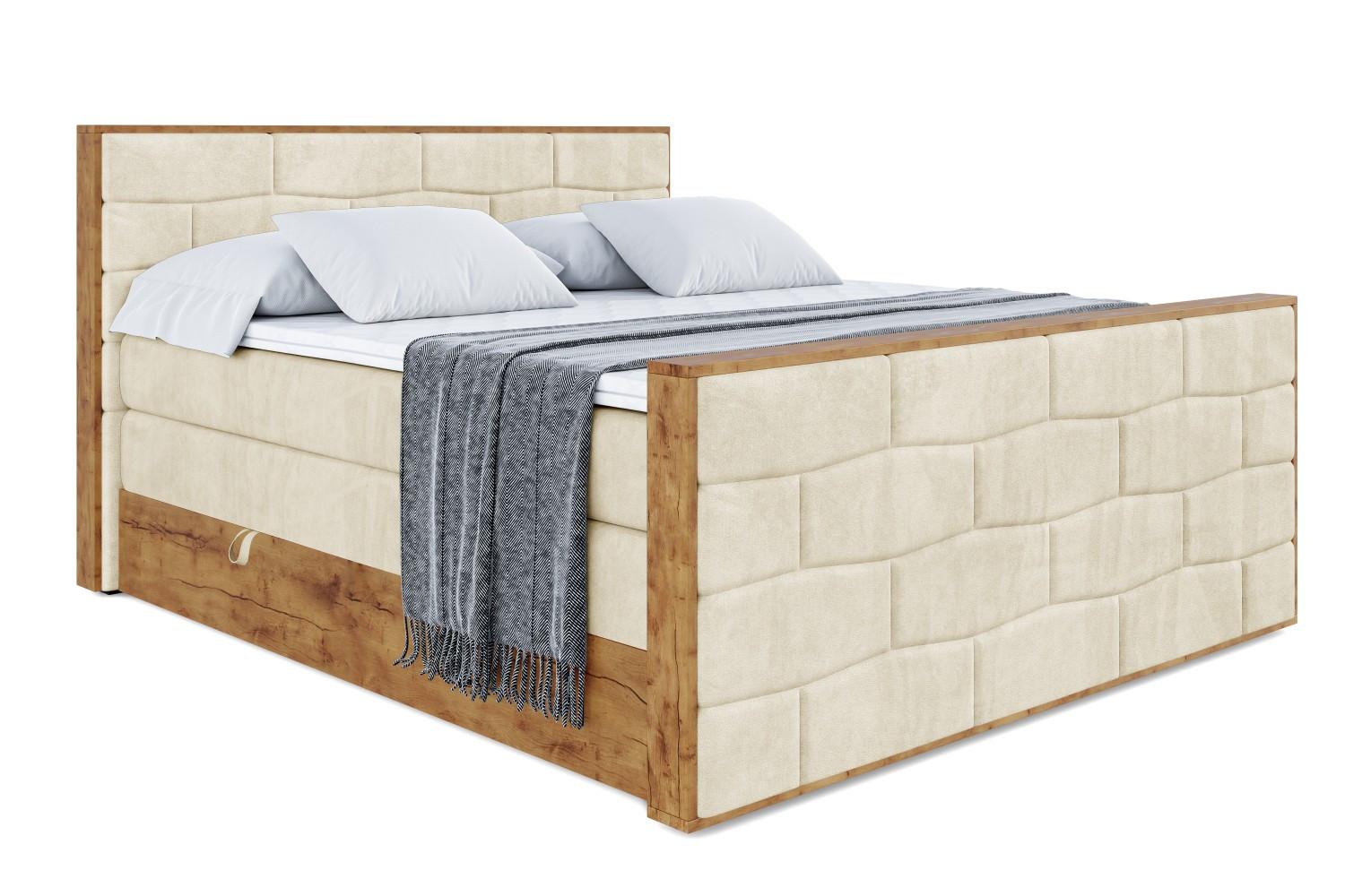 BOXSPRINGBETT mit Matratze H3|H4 und Lattenrost - LOLLI8-Z KING-160x200 - Beige Monolith - Beige, Holzwerkstoff (160/200cm) - ALTDECOR