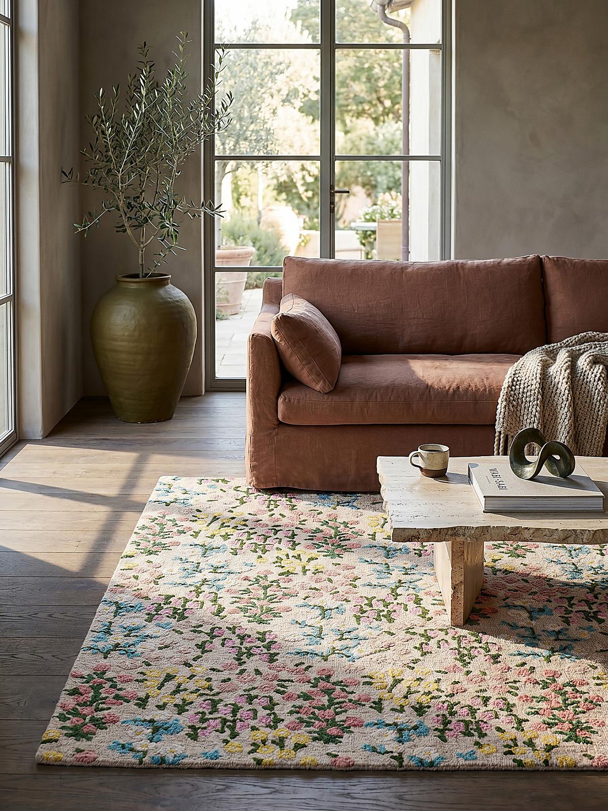 WOLLTEPPICH VALE, floral, Rosa-Bunt, 120 x 170 cm - Beige, Textil (170/120cm) - KADIMA DESIGN