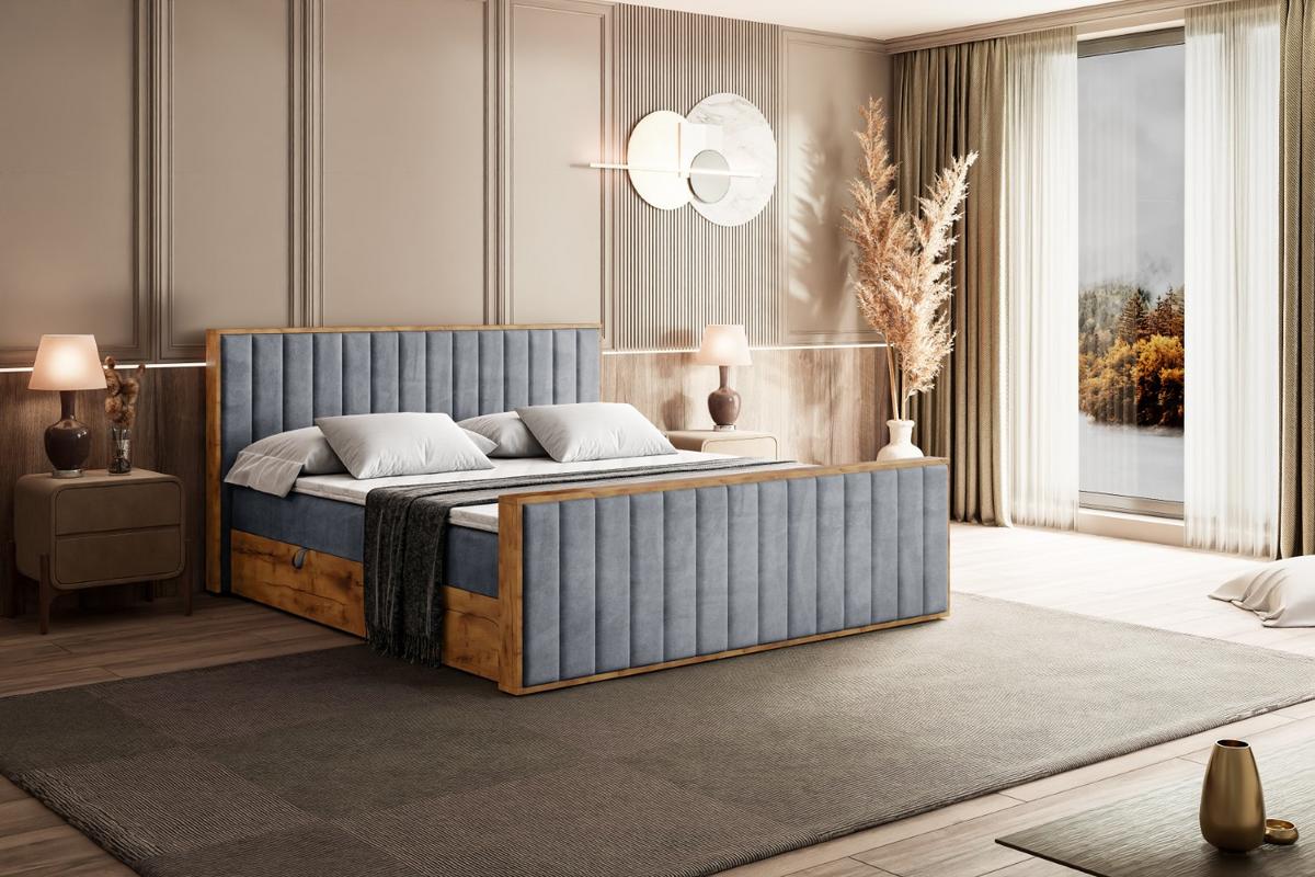 BOXBETT mit Matratze H3 und Lattenrost - LOLLI4-Z - 180x200 - Grau Casablanca - Grau, Holzwerkstoff (180/200cm) - ALTDECOR