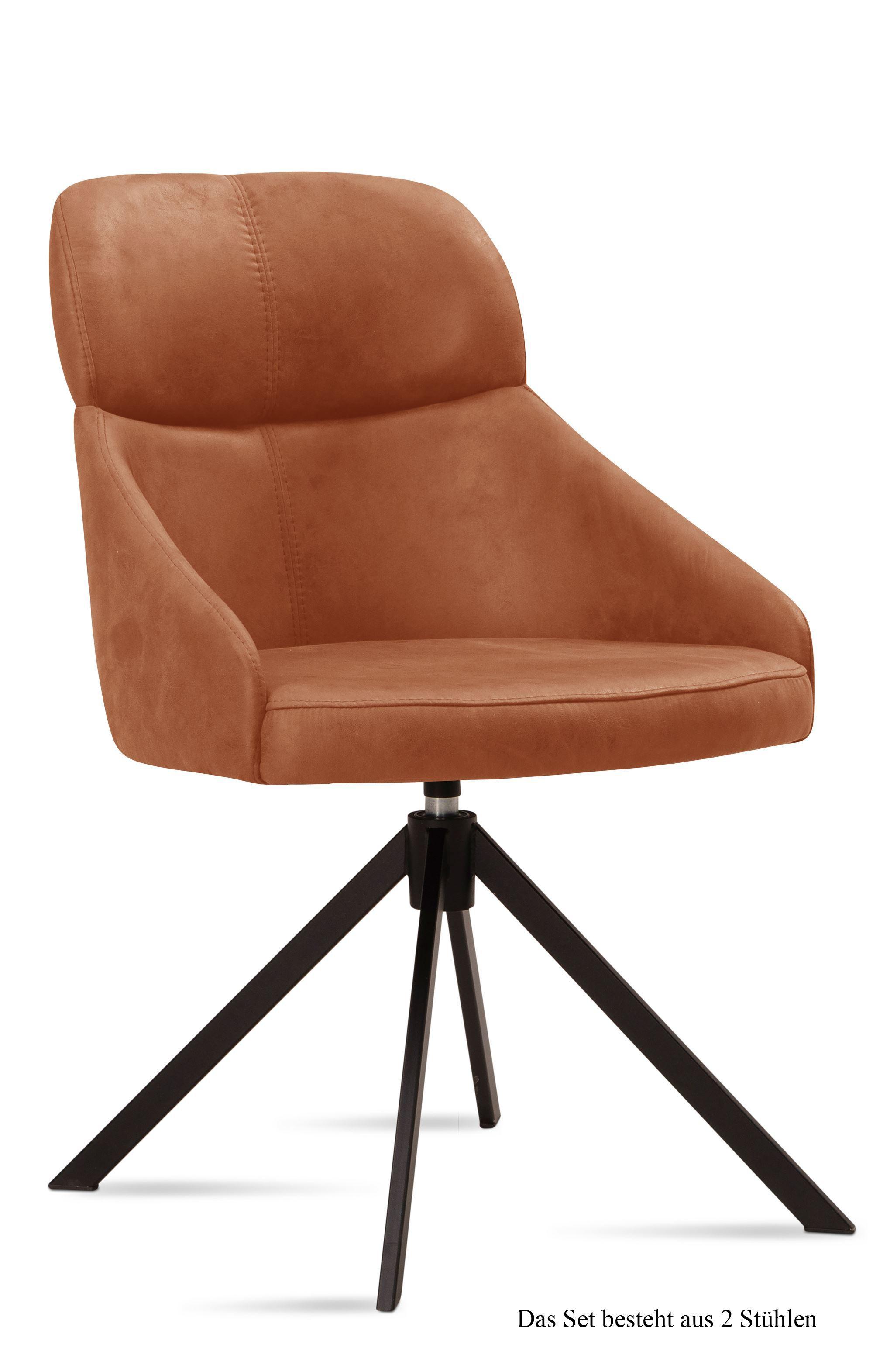ESSZIMMERSTUHL drehbar (2er-Set) Derska 52x82x63 Schwarz/Cognac - Cognac/Schwarz, Kunststoff (63/82/52cm) - 58aufmkessel