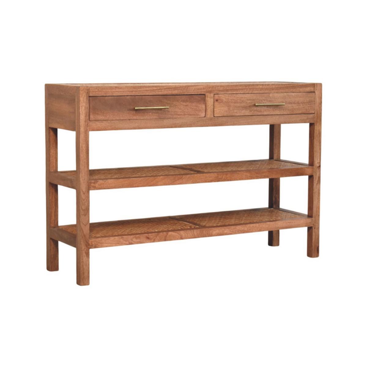KONSOLENTISCH mit Honig-Karamell-Finish, 2 Schubladen, 2 offene Ablagen, honigbraun - Braun, Holz/Metall (35/120/80cm) - Artisan Furniture