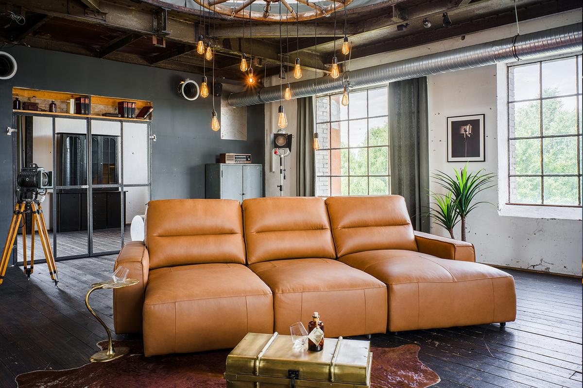 BIGSOFA DORI Braun Leder - Schwarz/Braun, Leder/Kunststoff (288/92/164cm) - KAWOLA