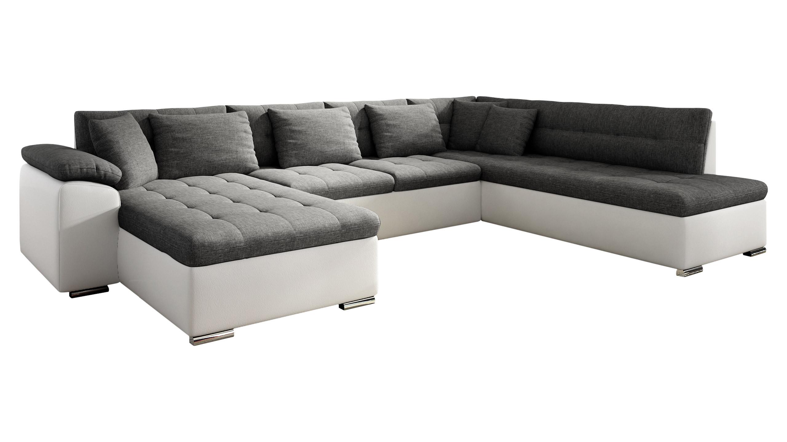 WOHNLANDSCHAFT Niko Bis Lux, Seite: Links - Weiß, Holz/Textil (348/76/205cm) - MIRJAN24