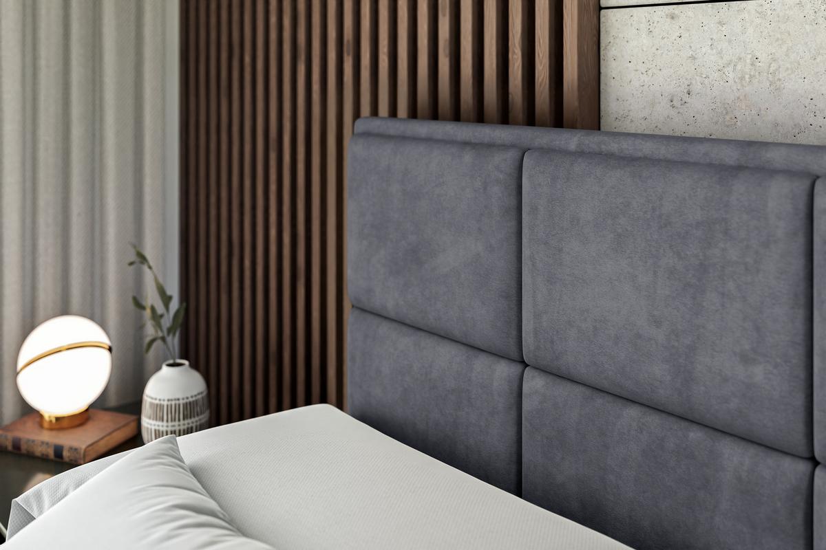 BOXBETT mit Matratze H3 und Lattenrost - NOVA - 140x200 Dunkelgrau - Dunkelgrau, Holzwerkstoff (140/200cm) - ALTDECOR
