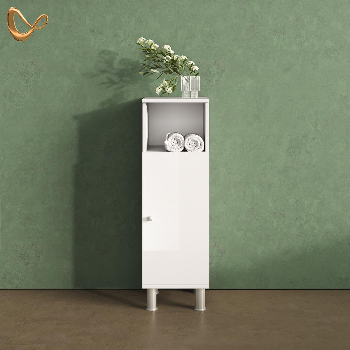 MIDISCHRANK Fucino Weiß Hochglanz 30 x 95 cm - Weiß Hochglanz, Holzwerkstoff (30/95/30cm) - Livinity®