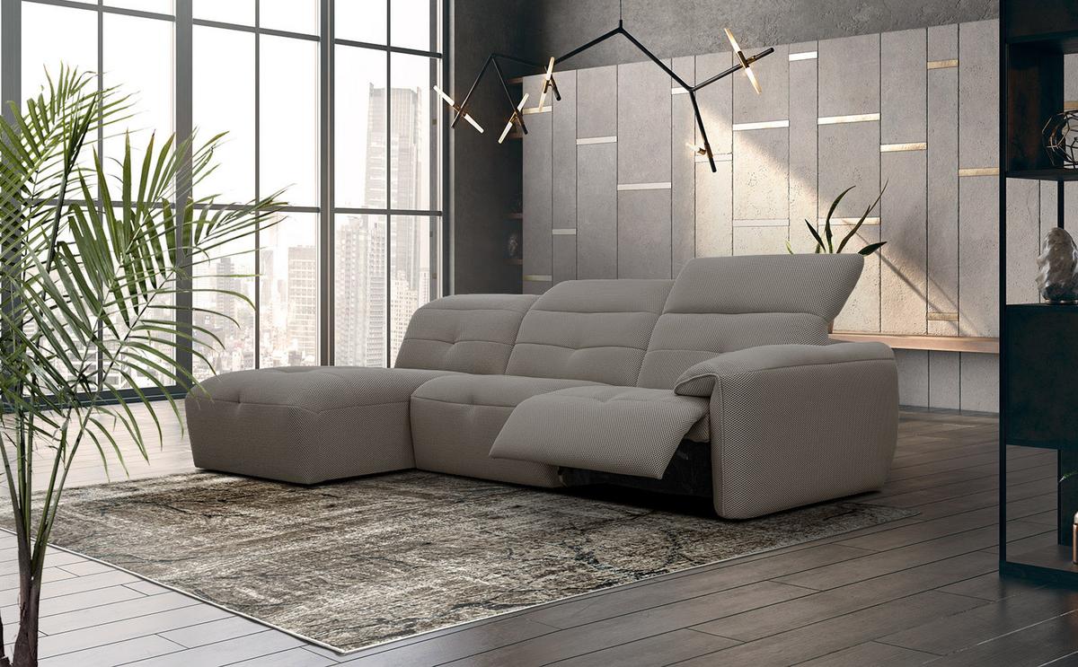ECKSOFA TRENTO 4-Sitzer mit 1 Relaxfunktion, braun - Schwarz/Braun, Holzwerkstoff/Kunststoff (165/262cm) - Wozimo