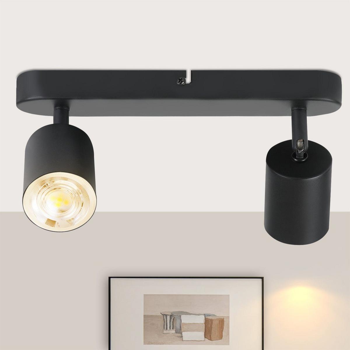 DECKENSTRAHLER Freiheit 2-flammig 27/7/14 cm - Schwarz, Metall (27/7/14cm) - Nettlife