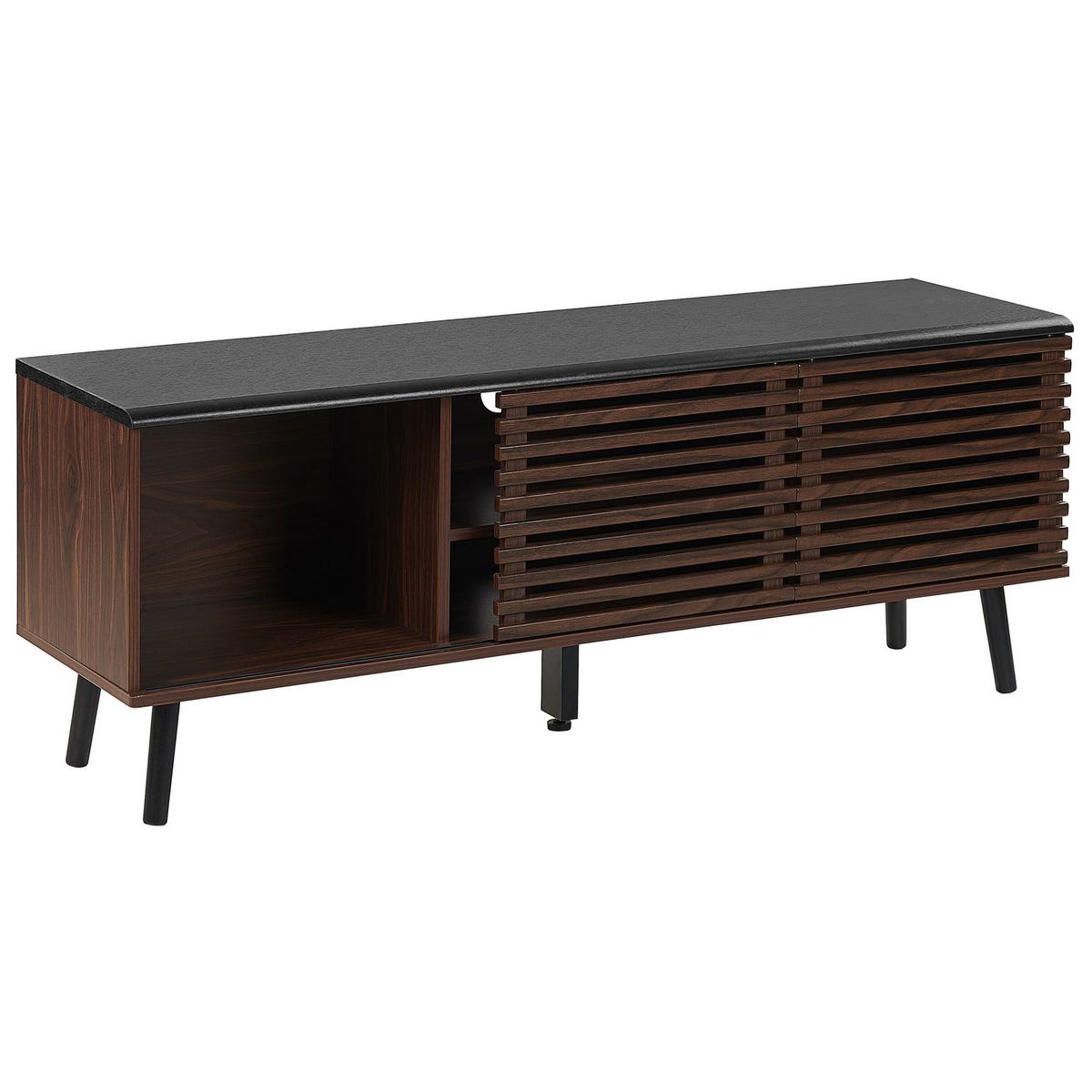 TV-MÖBEL Dunkelbraun, Schwarz PERTH 40/140/54 cm - Dunkelbraun, Holzwerkstoff (140/54/40cm) - Beliani