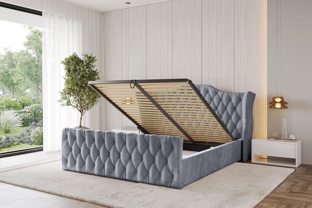 POLSTERBETT mit Bettkasten, Fußteil und Lattenrost, Boxbett mit Matratze H3/H4 - ZORAN-Z 120x200 Grau - Grau, Holzwerkstoff/Textil (120/200cm) - ALTDECOR