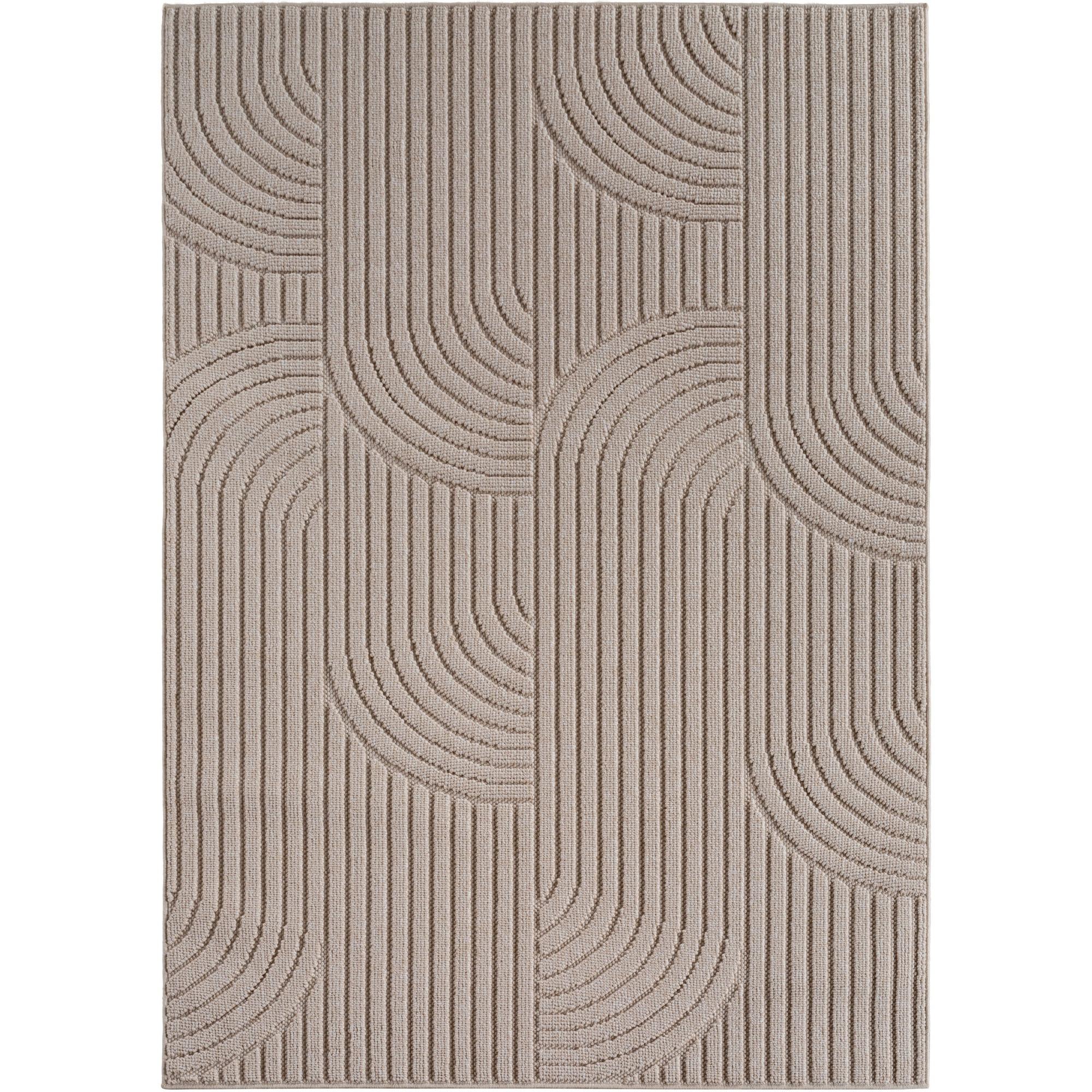 TEPPICH Flachgewebe LANGAU in Beige, mit geometrischen Bögen, 60 x 110 cm - Beige, Textil (110/60cm) - KADIMA DESIGN