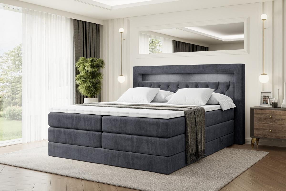 BOXSPRINGBETT NOEL GOLD KING - 160x200 - H3/H4 - Dunkelgrau - Dunkelgrau, Holzwerkstoff (160/200cm) - ALTDECOR