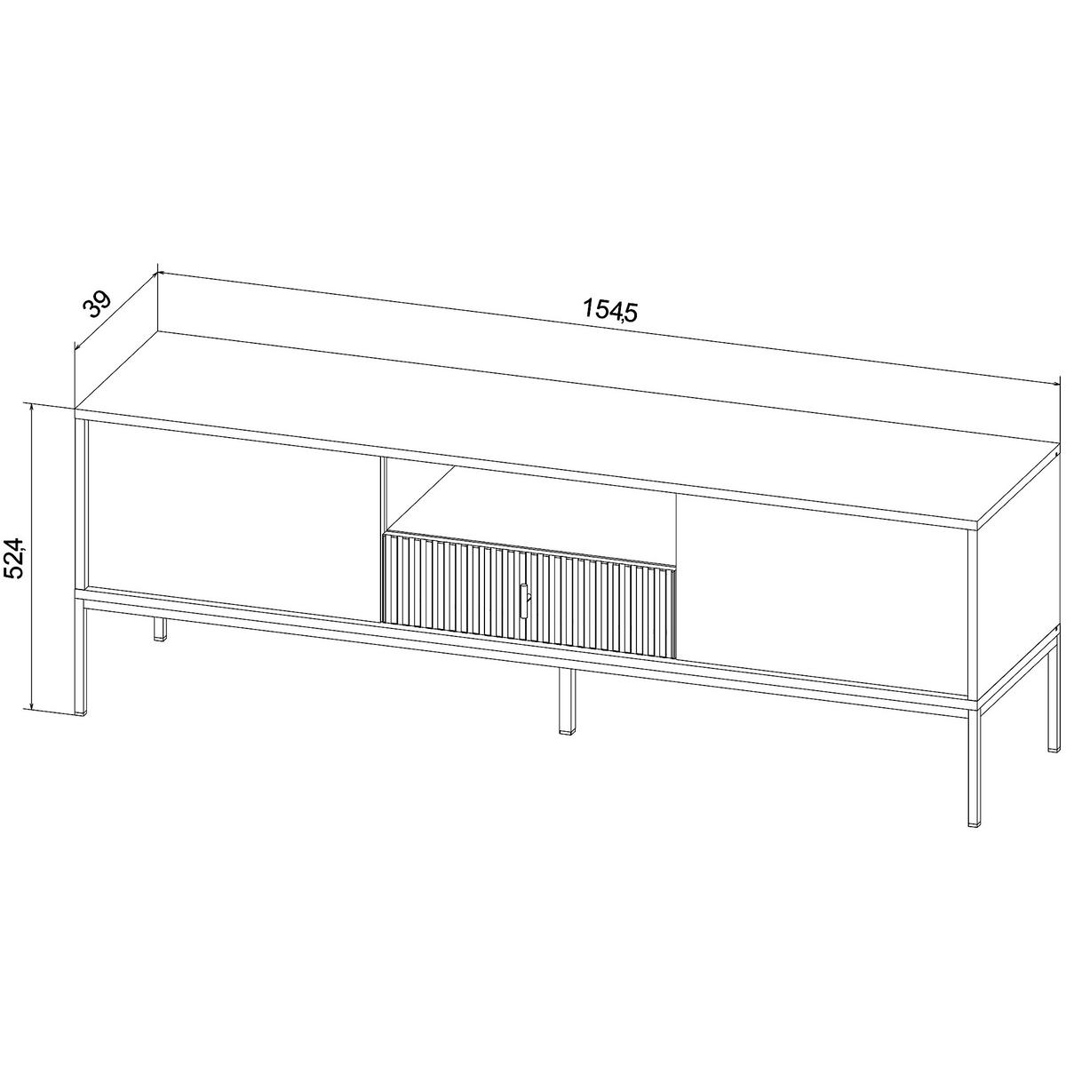 LOWBOARD Marvello mit 2 Türen und 1 Schublade, Kaschmir+Schwarz - Kaschmir/Schwarz, Holzwerkstoff/Metall (154/52/39cm) - Beautysofa