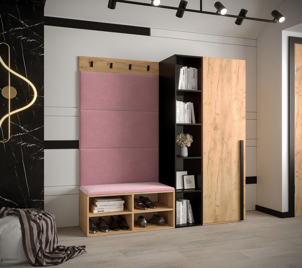 GARDEROBEN-SET 164/184/42 - Pink/Eichefarben, Holz/Kunststoff (164/184/42cm) - MÖBEL KRYSPOL