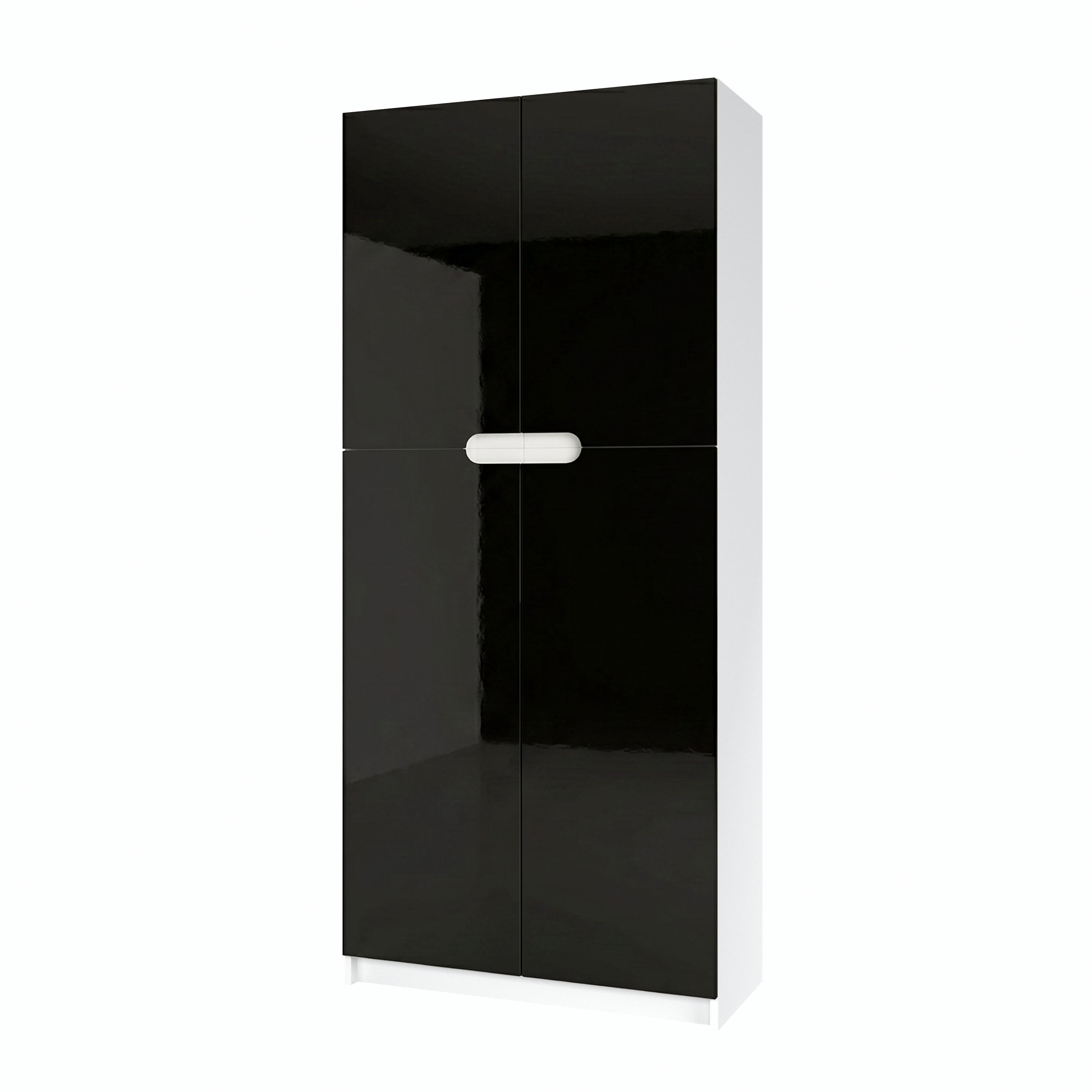 BÜROSCHRANK Logan Fronten in Schwarz Hochglanz - Schwarz Hochglanz, Holzwerkstoff (82/184/37cm) - Vladon
