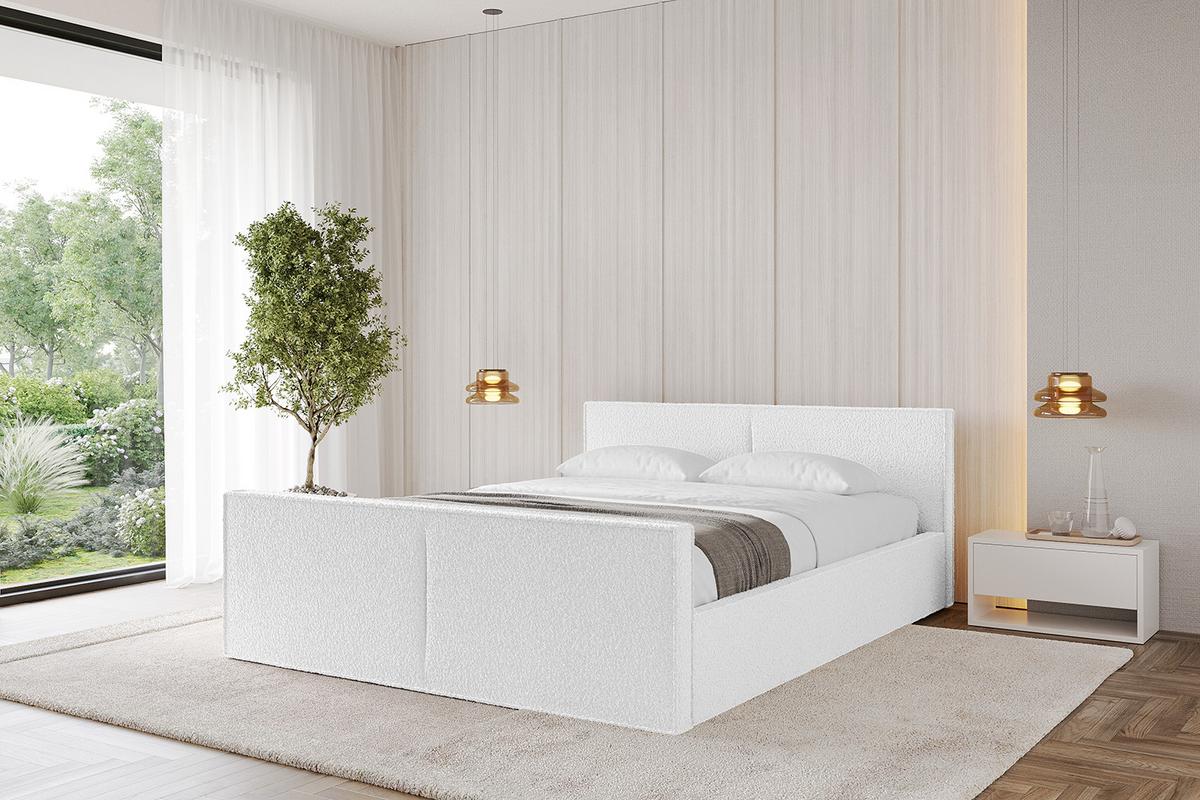POLSTERBETT mit Bettkasten, Fußteil und Lattenrost, Boxbett mit Matratze H3/H4 - TIVON-Z-V1 180x200 Weiß - Weiß, Holzwerkstoff/Textil (180/200cm) - ALTDECOR